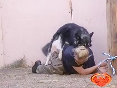 BLONDE SLAVE GET FUCK BY SEVERAL DOGS